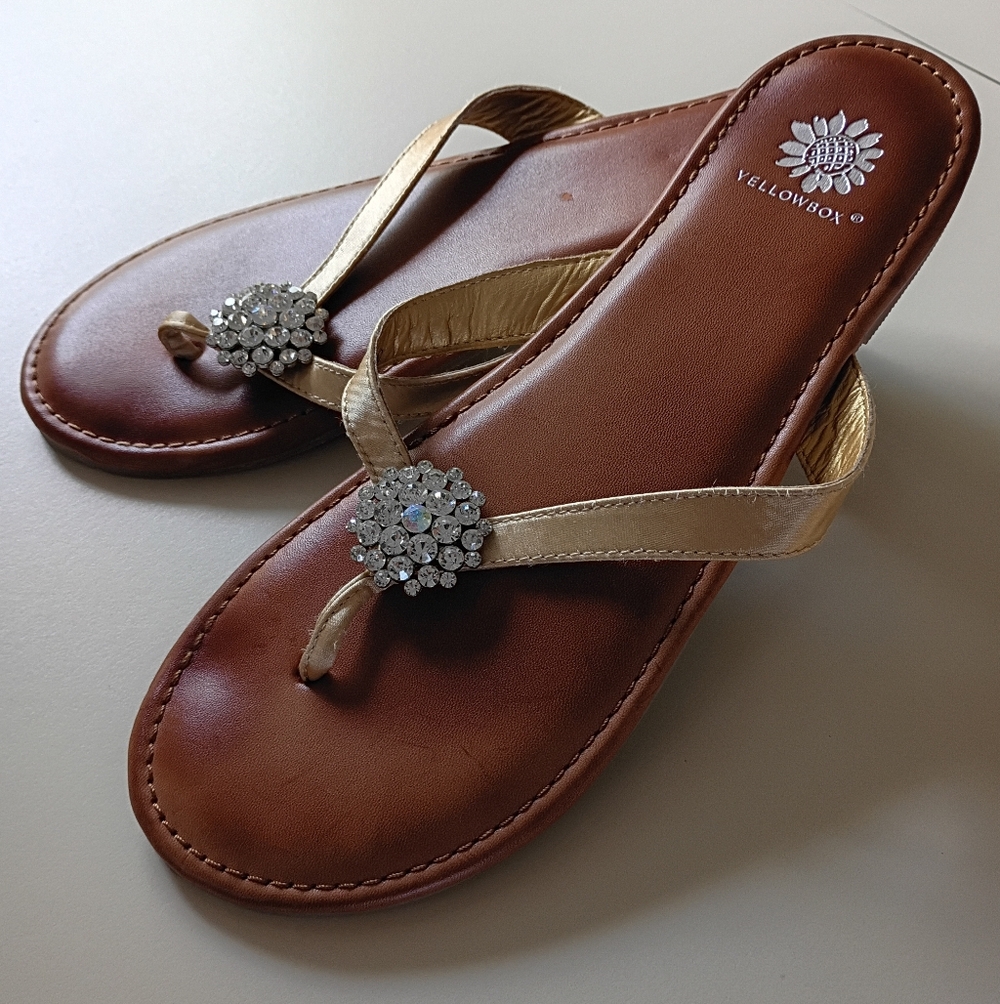Yellow Box Rhinestone Sandals Size 10